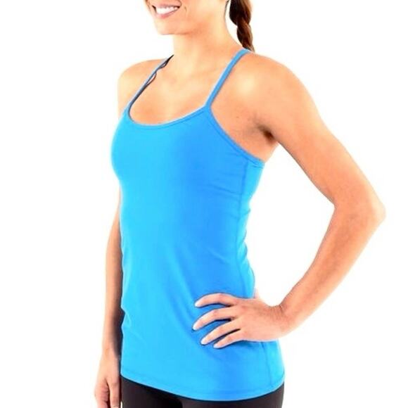 womens Lululemon spaghetti strap tank top built in bra size M bright blue - Picture 1 of 5